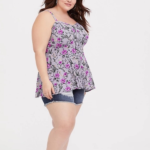 Grey Floral Challis Button Cami - Picture 2 of 6